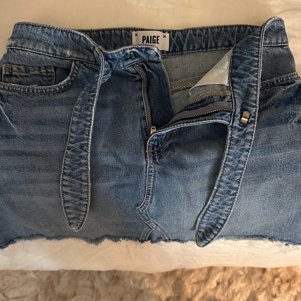 PAIGE Women's tie front mini Jean skirt